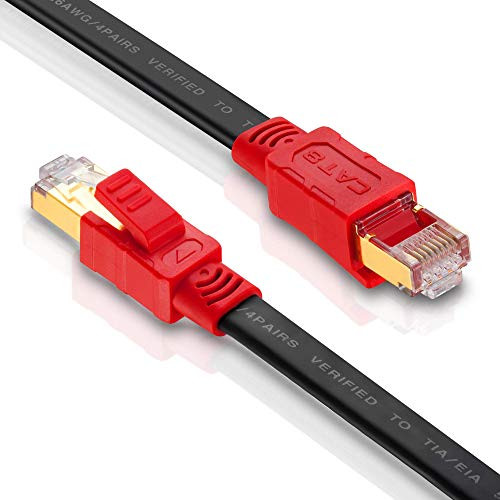 Flat Cat8 Ethernet Cable 12ft, MofaHz 26AWG Cat 8 LAN Network Cable 40Gbps 2000Mhz High Speed Gigabit Professional Premium SFTP Internet Cable Compatible with Cat7/Cat5/Cat5e/Cat6/Cat6e