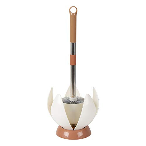 Decorus Toilet Bowl Brush and Holder for Bathroom Hideaway Compact Toilet Brush Sturdy Cleaning Toilet Bowl Brush Set with Self-Closing Toilet Stand Deep Cleaning for Bathroom