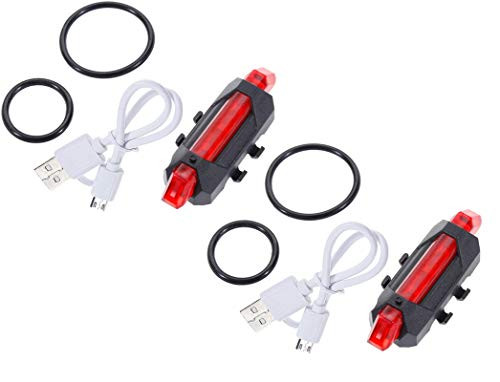5 LED USB Rechargeable Bike Tail Light Bicycle Safety Cycling Warning Rear Lamp, Rear Bicycle Light Bike Light Set Scooter Light, 4 Modes Back Cycling Flashing Safety Warning Lamp (2pcs)
