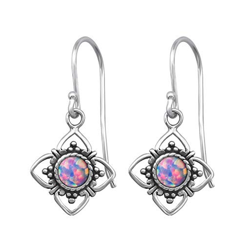 AUBE JEWELRY Hypoallergenic 925 Sterling Silver Celtic Open Knot Multi Lavender Opal Earrings, Dangle Earrings for Women