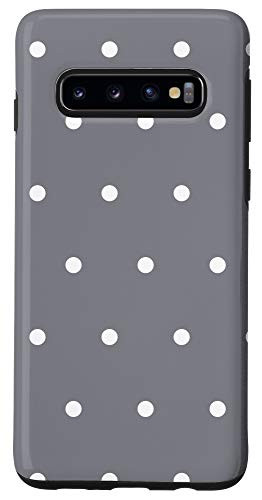 Galaxy S10 Case, Slate Phone Cover, Slate and White Polka Dots Phone Case