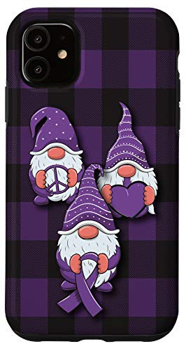 iPhone 11 Gnomes check plaid pattern Ribbon Fibromyalgia Awareness Case
