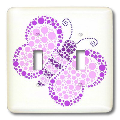 3dRose lsp_15368_2 Purple Pointillism Butterfly Toggle Switch