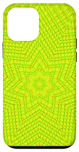 iPhone 12 mini Lime Green Psychedelic Star Pattern Trippy Artstyle Design Case