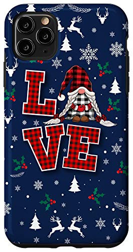 iPhone 11 Pro Max Love art Cute Gnomes check red Plaid pattern Christmas Gnome Case