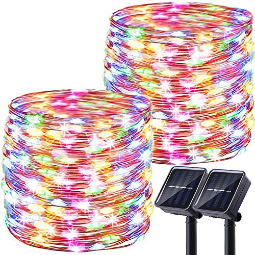 LiyuanQ Upgraded Solar Powered String Lights, 2 Pack 8 Modes 50 LED Solar Fairy Lights Waterproof 16ft Copper Wire Lights Outdoor Garden String Lights for Home Patio Yard Party Decoration (Multi) LiyuanQ Upgraded Solar Powered String Lights, 2 Pack 8 Modes 50 LED Solar Fairy Lights Waterproof 16ft Copper Wire Lights Outdoor Garden String Lights for Home Patio Yard Party Decoration (Multi)