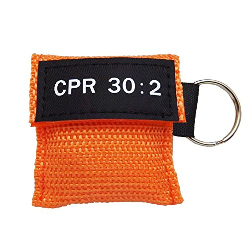 Elysaid 10 CPR Barrier with Keychain CPR Face Shield Aed Orange Pouch Writing CPR 30:2
