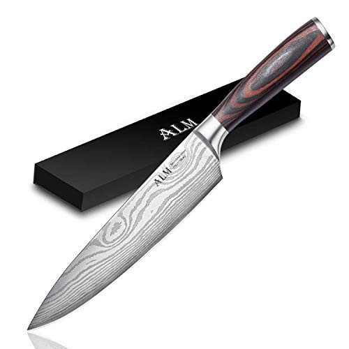 Chef Knife, ALM 8 Inch Professional Chefs Knife German High Carbon Stainless Steel 7cr17mov Kitchen Sharp Chef Knife with Gift Box Chef Knife, ALM 8 Inch Professional Chefs Knife German High Carbon Stainless Steel 7cr17mov Kitchen Sharp Chef Knife with Gift Box