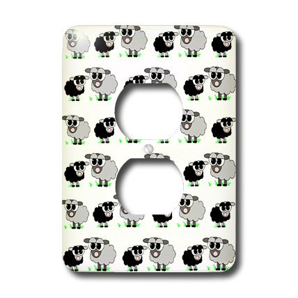 3dRose lsp_6309_6"Cute Black and Grey Sheep Print" 2 Plug Outlet Cover Multicolor