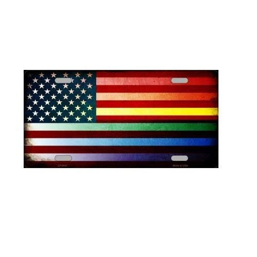 Rainbow Fade American Flag Novelty Vanity License Plate Tag Sign
