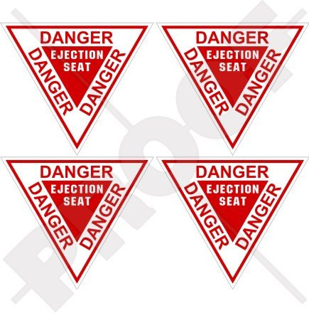 DANGER EJECTION SEAT USAF Martin Baker 2,4 inch (60mm) Vinyl Stickers, Decals x4
