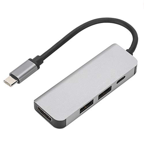 USB?C Docking Station,4 in 1 HDTV Multifunction Multiport Card Reader Adapter Docking Station with 4K HDMI/USB 3.0/Type?C,for Laptops PC Computer(Silver)