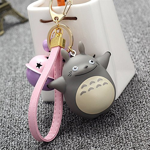 Sytian Cute and Pretty My Neighbor Totoro Handmade Weaved Leather Strap Wrist Keychain Key Ring Pendant My Neighbor Totoro Toy Figure Keychain Key Ring Great Totoro Gifts & Crafts (Nice Pink)