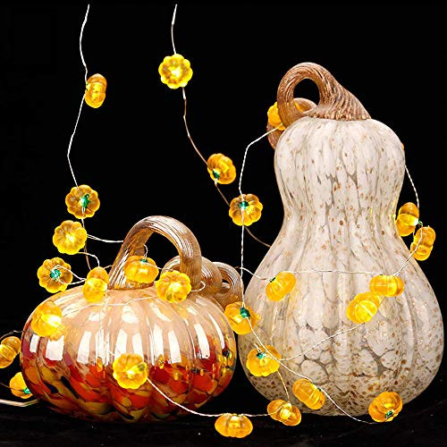 DYHF Pumpkin LED String Lights, 30 LEDs Halloween String Lights Battery Operated, with Remote and Timer, for Halloween, Thanksgiving, Birthday Parties Outdoor Indoor Decoration