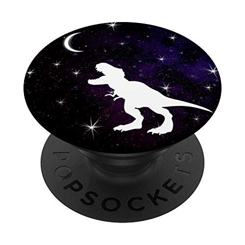 T Rex Tyrannosaurus Rex Dinosaur Jurassic Moon Stars Black PopSockets PopGrip: Swappable Grip for Phones  and  Tablets