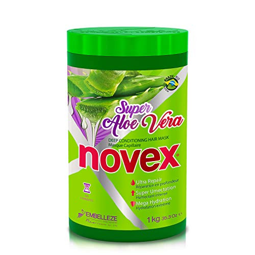 NOVEX Super Aloe Vera Hair Mask Infused with Organic Aloe Vera, Vegan, Hydrates, Strengthens, Frizz and Volume Control, 35.3 Oz