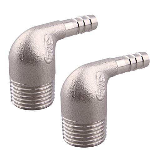 DERPIPE Stainless Steel Elbow,5/16 inch Hose Barb x 1/2 inch NPT Male Thread 90 Degree Barbed Pipe Fitting (Pack of 2) DERPIPE Stainless Steel Elbow,5/16 inch Hose Barb x 1/2 inch NPT Male Thread 90 Degree Barbed Pipe Fitting (Pack of 2)