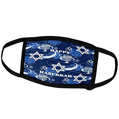 3dRose Face Mask Medium, Happy Chanukah with Menorah n Star of David