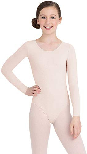 Capezio Big Girls' Team Basic Long Sleeve Leotard, Ballet Pink, Medium (8-10)
