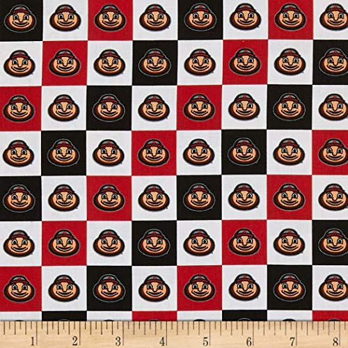 Sykel Enterprises NCAA Cotton Broadcloth Ohio State Collegiate Check Fabric, Team Color, Fabric By The Yard Sykel Enterprises NCAA Cotton Broadcloth Ohio State Collegiate Check Fabric, Team Color, Fabric By The Yard