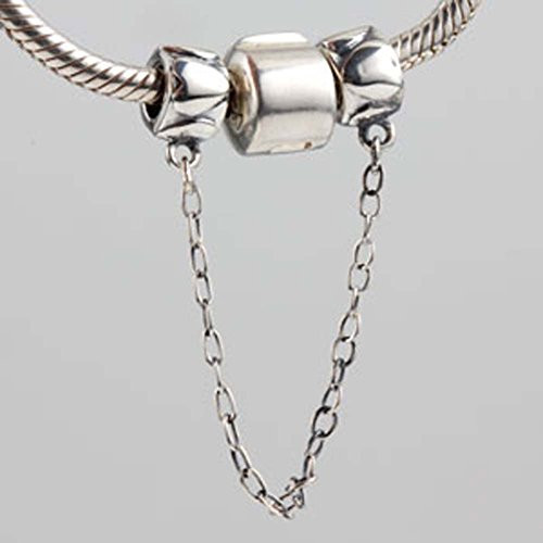Heart Clasp Safety Chain Charm 925 Sterling Silver Clip Stopper Charm Spacer Charm for Pandora Charm Bracelet (I)