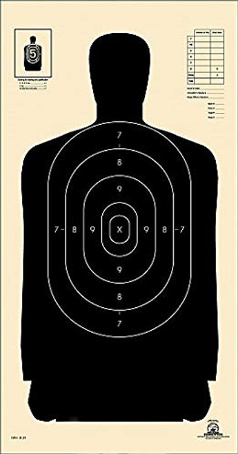 B-29 Shooting Targets, Police Silhouette Shooting Targets, 11.5 inchx 22 inch Paper Shooting Target, Indoor and Outdoor Target, Great Value Targets, 25 Yard Police Pistol Silhouette (Black, 50)