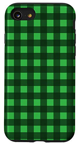 iPhone SE (2020) / 7 / 8 Cute Green  and  Black Plaid Buffalo Plaid Funny Birthday Gift Case