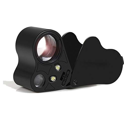 Jewelry Loupes Magnifying Glass 30 X 60X Folding LED Illuminated Jewelry Magnifier Eye Loupe Pocket Magnifier Glasses for Gems Jewellery Rocks Stamps Coins Watches Repair Tool Antiques Hobbies