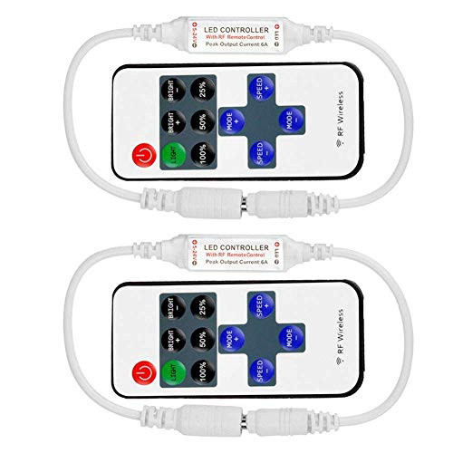 LED Remote Controller Wireless RF Mini Strip Lights Dimmer 11 Key DC 12V for Single Color 3528 5050 Strip Lights 2PCS