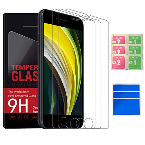 KIQUE (3 pack) Screen Protector for iPhone SE 2020 tempered glasses 9H hardness Bubble free Anti-fingerprint