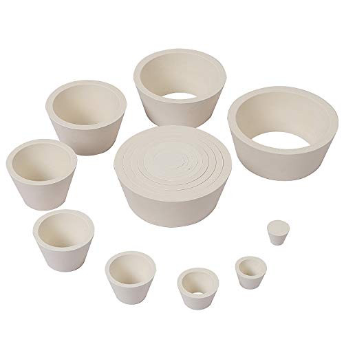 ZOENHOU 2 Set 18 Count White Filter Adapter Cones Set Stackable Buchner Funnel Adapters Tapered Collar Flask Adapters Vulcanized Rubber Adapter Cone for Filtration