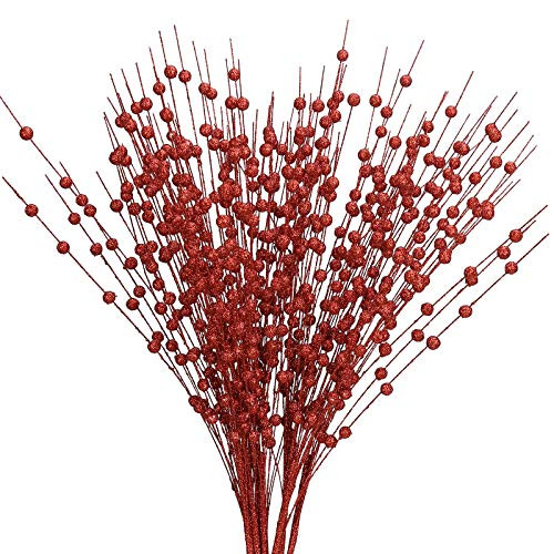 Greentime 10 Pack Red Artificial Glitter Berry Stem Ornaments 19.7 Inches Fake Christmas Picks Decorative Glitter Sticks for Christmas Tree DIY Wreath Crafts Gift Fireplace Holiday Home Decor Greentime 10 Pack Red Artificial Glitter Berry Stem Ornaments 19.7 Inches Fake Christmas Picks Decorative Glitter Sticks for Christmas Tree DIY Wreath Crafts Gift Fireplace Holiday Home Decor
