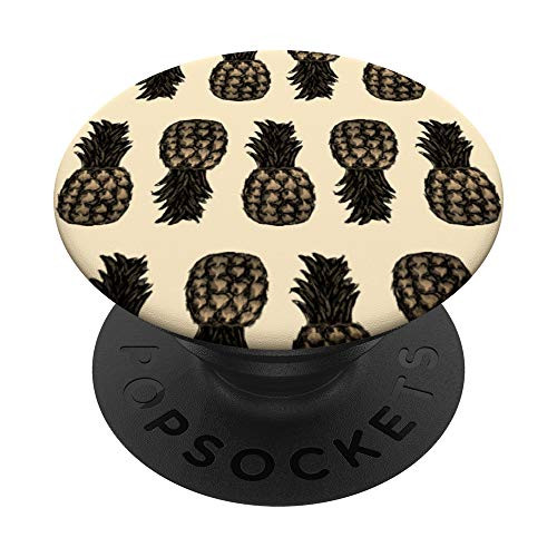 Pineapple Pattern Tan Beige Yellow PopSockets Grip and Stand for Phones and Tablets