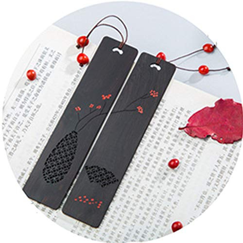 PUTAHQ Wood Bookmarks, Wooden Handmade Carving Natural Wood Bookmarks - of 2Bookmark (Including Box),Chinese Style Hollowed Out Pattern Drawing Bookmark - Best Bookmark Gift for Women and Men.