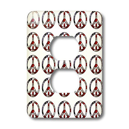 3dRose lsp_12152_6 American Flag Peace Sign Print 2 Plug Outlet Cover
