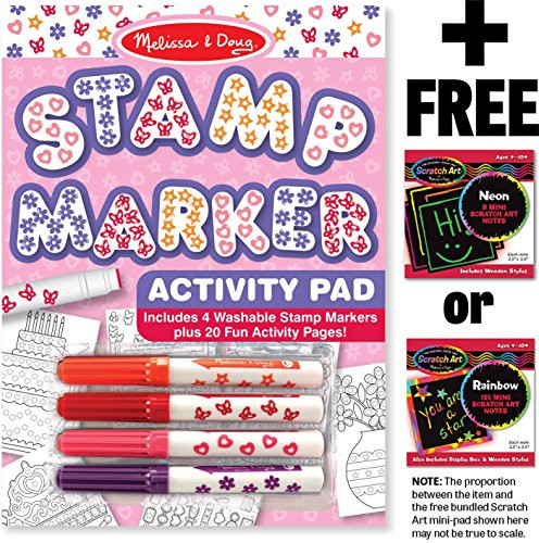 Melissa  and  Doug Pink: Stamp Pen Activity Pad  and  1 Scratch Art Mini-Pad Bundle (02421)