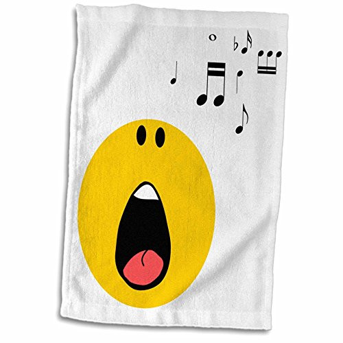 3D Rose Singing Smiley Face-Yellow Cartoon Singer-Cute Music Rock Pop Star Opera Musician Hand/Sports Towel, 15 x 22