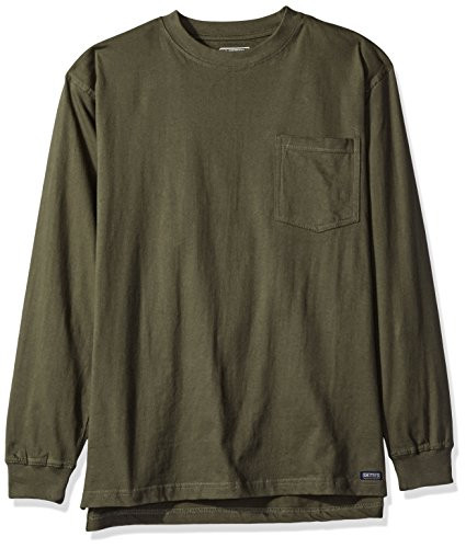 Smith's Workwear Men's Long Tail Tee with Pocket, Dark Olive, Medium