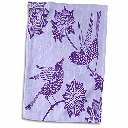 3D Rose Pretty Birds and Flowers Over Lavender Stripes Hand Towel, 15 inch x 22 inch, Multicolor 3D Rose Pretty Birds and Flowers Over Lavender Stripes Hand Towel, 15 inch x 22 inch, Multicolor