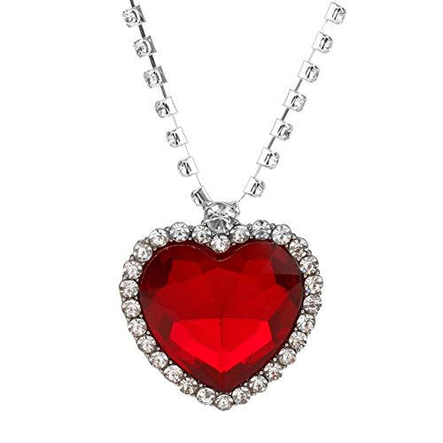 AILUOR Titanic Heart of The Ocean Neckalce, Royal Blue Crystal Created Sapphire Pendant with Silver Plated Necklace Jewelry (Red) AILUOR Titanic Heart of The Ocean Neckalce, Royal Blue Crystal Created Sapphire Pendant with Silver Plated Necklace Jewelry (Red)