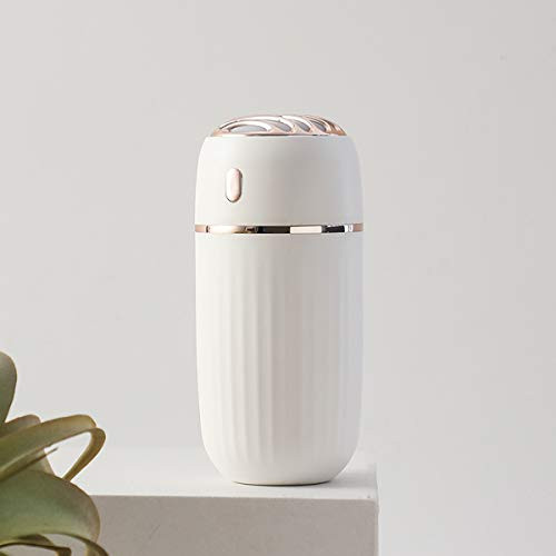 XPNAQI USB Car Portable Mini Cool Mist Humidifier, Desktop Humidifier for Office, Baby Bedroom, Car, Plants, Auto Shut-Off  and  Night Light 300ML Quiet Small Humidifiers (White)