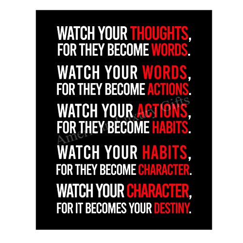 inchWatch Your Character-Becomes Your Destiny inch Motivational Quotes Wall Sign -11 x 14 inch Modern Inspirational Art Print-Ready to Frame. Positive Home-Office-School Decor. Perfect Life Lessons for All inchWatch Your Character-Becomes Your Destiny inch Motivational Quotes Wall Sign -11 x 14 inch Modern Inspirational Art Print-Ready to Frame. Positive Home-Office-School Decor. Perfect Life Lessons for All