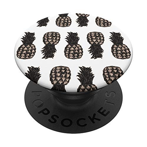 Pineapple Pattern Tan Beige White PopSockets Grip and Stand for Phones and Tablets