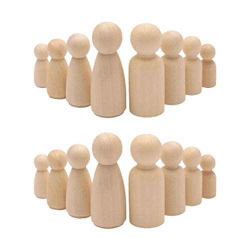 EXCEART 50pcs Unfinished Wooden Peg Dolls People Natural Wood Unpainted Shapes Figures Decorative Doll Bodies for DIY Arts and Crafts