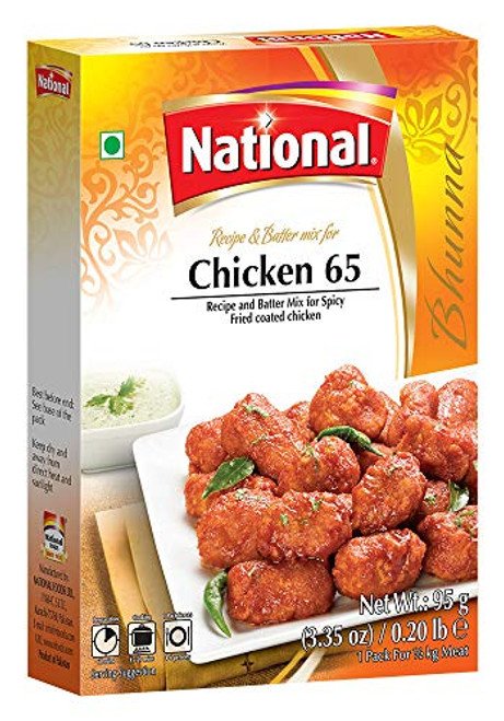 National Foods Chicken 65 Recipe and Batter Mix 3.32 oz (95g) South Asian Curry Masala Powder Traditional Hot Meat Stew Seasoning Box Pack National Foods Chicken 65 Recipe and Batter Mix 3.32 oz (95g) South Asian Curry Masala Powder Traditional Hot Meat Stew Seasoning Box Pack