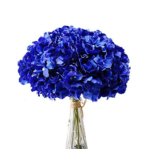 Aviviho Royal Blue Hydrangea Silk Flowers Heads with Stems Pack of 10 Full Hydrangea Flowers Artificial for Wedding Home Party Shop Baby Shower Decoration