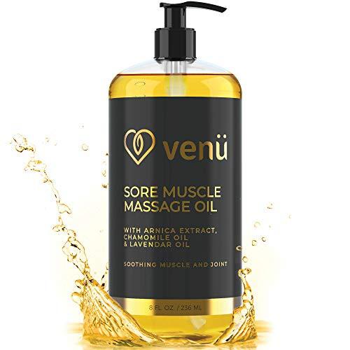 Venu Arnica Sore Muscle Massage Oil - Soothing Blend of Oils - Women, Men  and  Couples - Warm, Relaxing for Body, Joint Pain, Stress Relief, Pain Relief Lotion for Professional Massage Therapy - 8 fl oz.