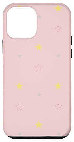 iPhone 12 mini Cute Pattern Polka Dot Star Outline Pastel Pink Yellow Gift Case