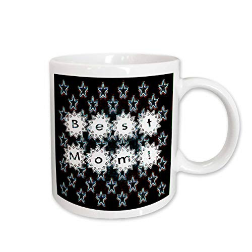 3dRose Best Mom with Stars Ceramic Mug, 11-Ounce