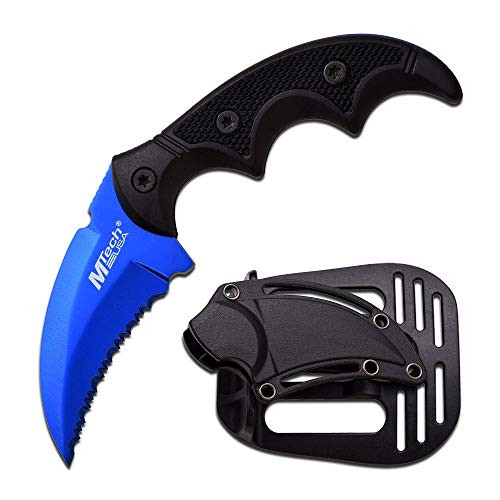 MTECH USA Fixed Blade Tactical Knife G10 Texture Handle with Holster 2 Inch Blade (BLUE)